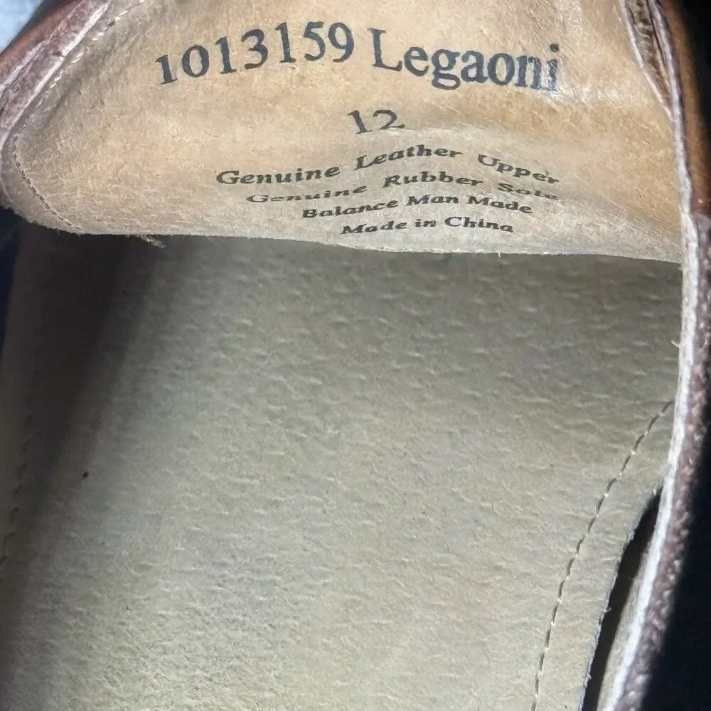 Aston Grey Collection 1013159 Legaoni Men's 12 Brown Leather Oxfords Shoes